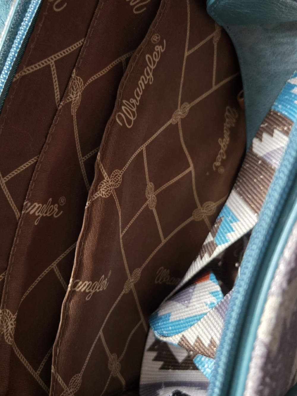 Wrangler Turquoise Aztec Pattern Handbag And Wallet - Picture 7 of 11